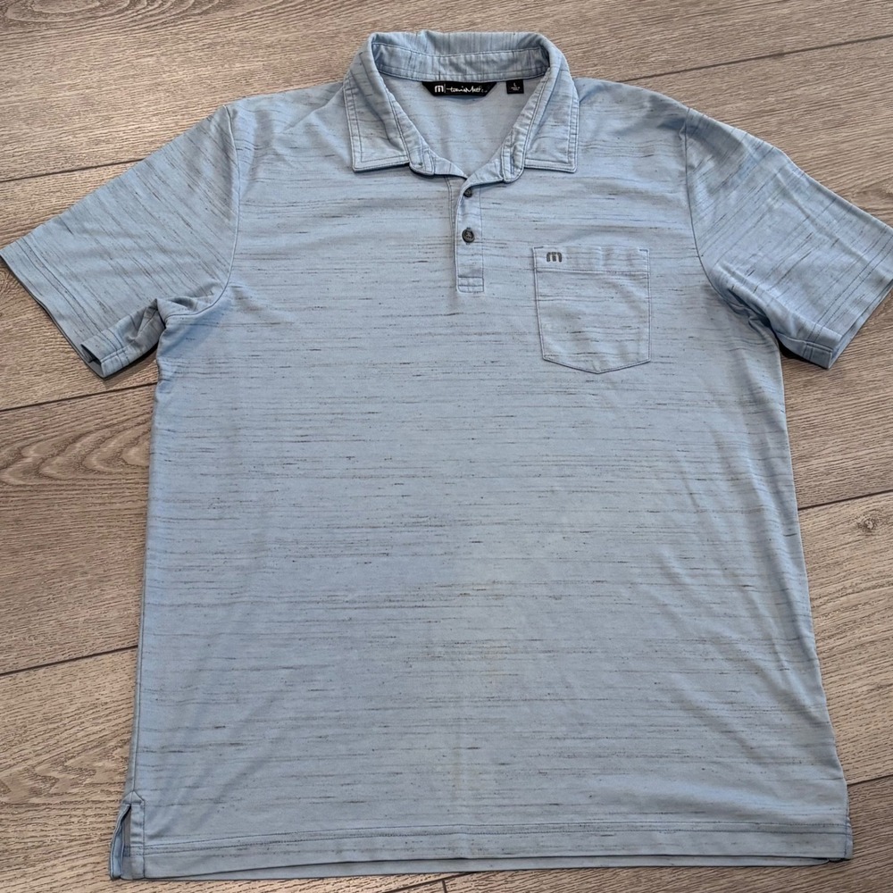 Travis Mathew Polo Mens Large Blue Pima Cotton Golf Preppy Casual Athletic